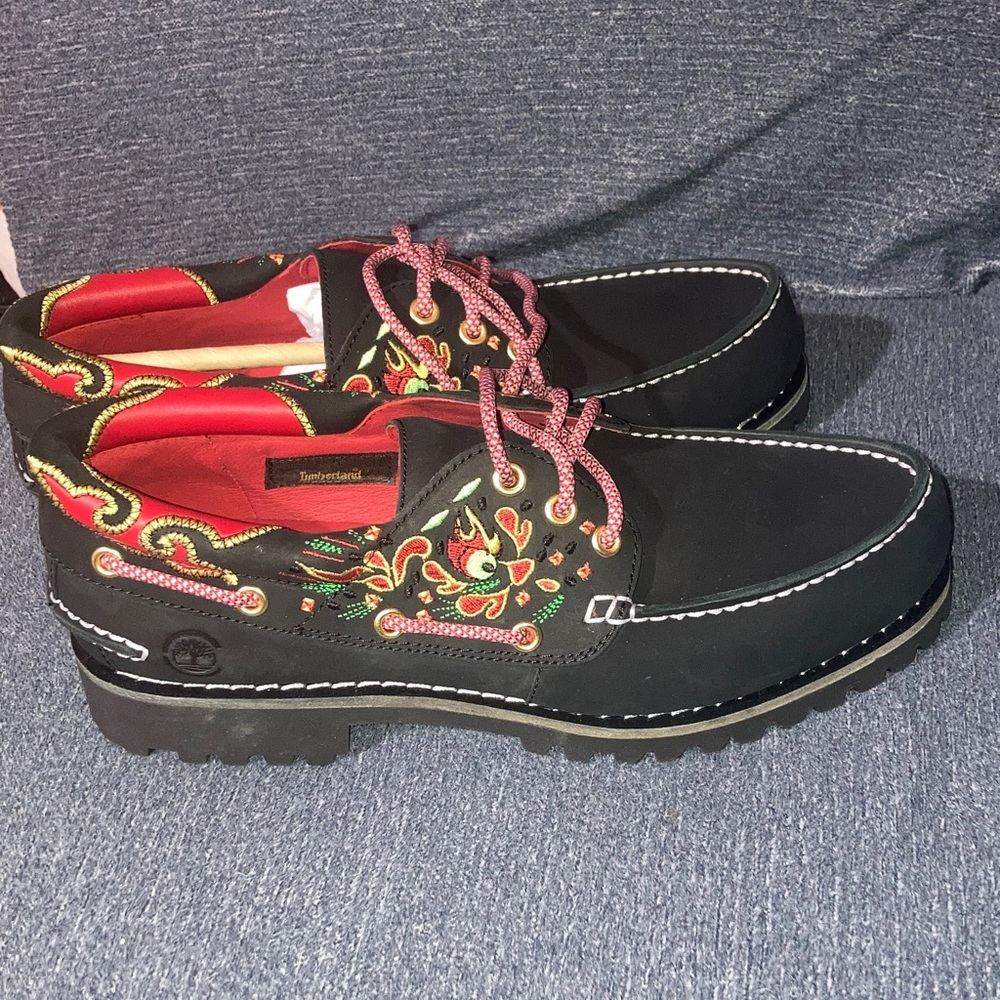 Timberland Red and Black Leather Interior